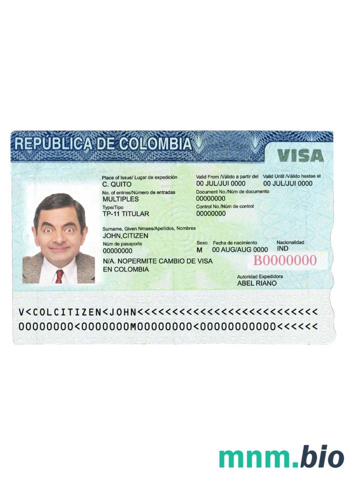 Colombia travel visa Full editable PSD